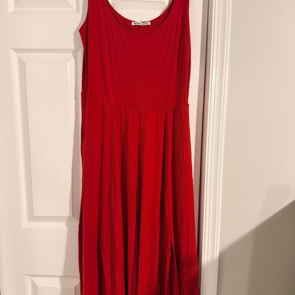 Reformation Allison Knit Midi Dress in Cherry - L - Picture 4 of 4